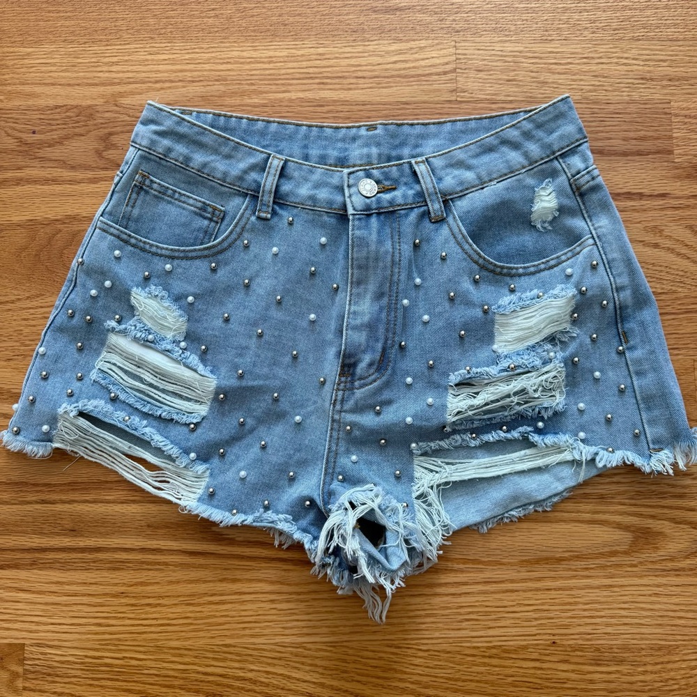 Jean Beaded Shorts‎ Sz 30 NEW